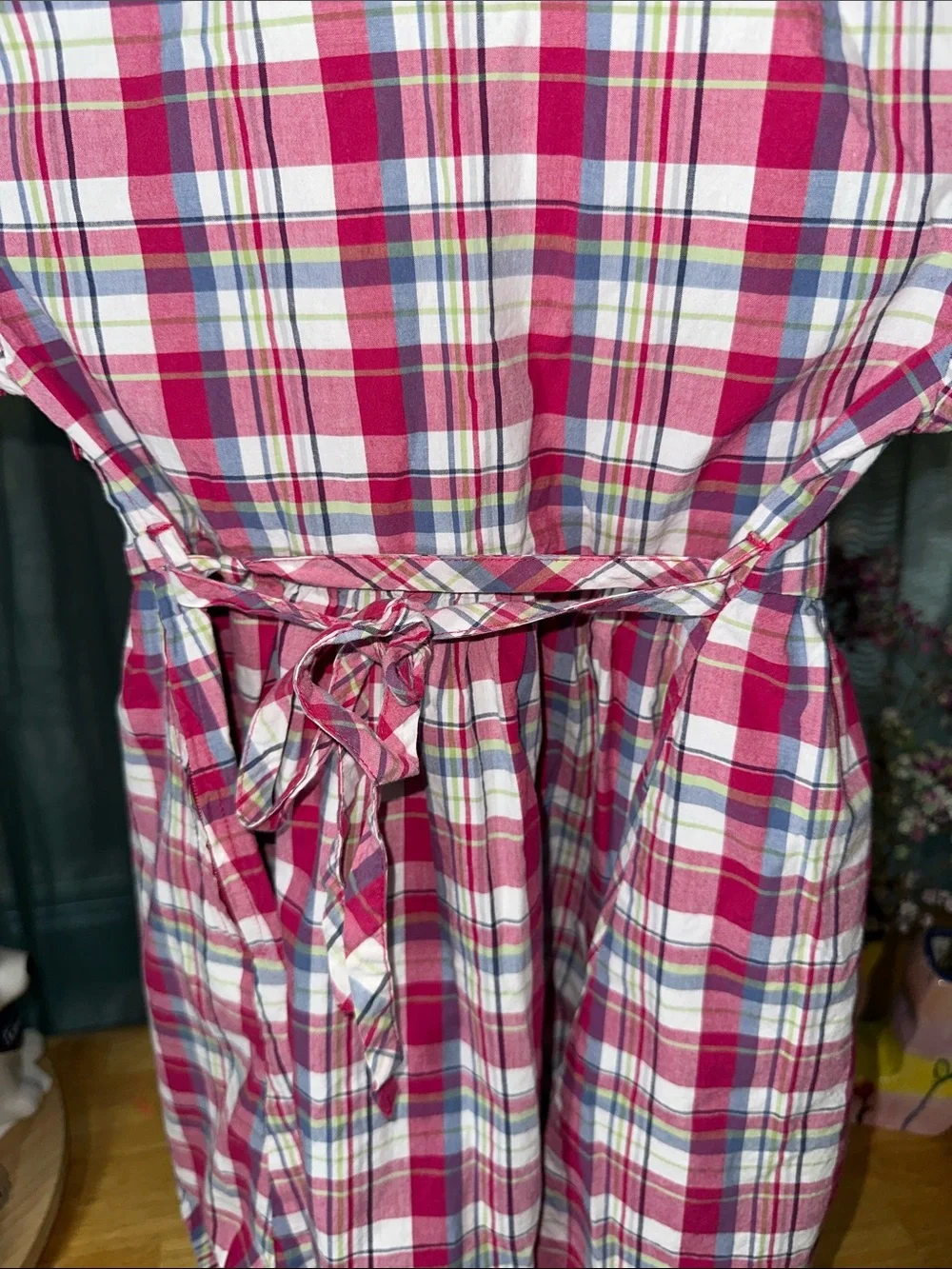 Crazy 8 Girls Pink Plaid Ruffle-Front Short Sleeve Dress